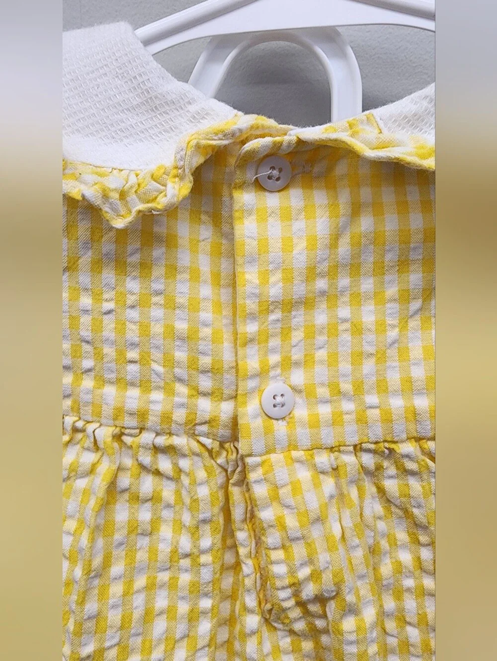 2nd Step 18M Yellow Gingham Seersucker Dress & Bloomer Set